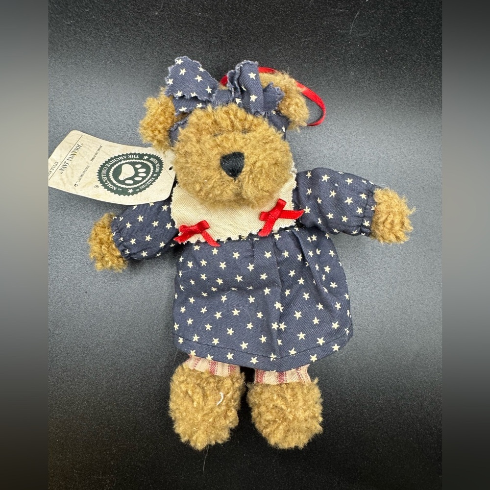 Boyds Bear Josanna Java Ornament Plush Bear Red White Blue Dress 2000
